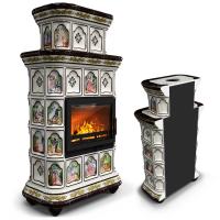 КимрПечь Керамическая печь Истра пристенный двухъярусный Усадьба (комплектация: Облицовка для топок Ладья-700, Erik-700)