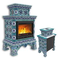 КимрПечь Изразцовая печь Кострома пристенный двухъярусный Февраль (топка: Ладья-600) (топка: Ладья-600)