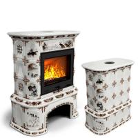 КимрПечь Прованс с дровником центральный Зима в лесу (топка: Ладья-600)