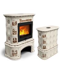 КимрПечь Прованс с дровником центральный Деревня (топка: Ладья-700)