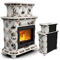 КимрПечь Прованс пристенный двухъярусный Зима в лесу (топка: Ладья-600) (топка: Ладья-600)