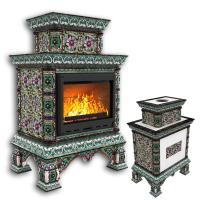 КимрПечь Изразцовая печь Кострома центральный двухъярусный Апрель (топка: Ладья-700) (топка: Ладья-700)