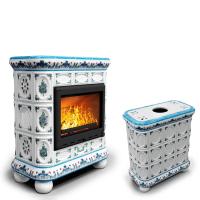 КимрПечь Изразцовый камин Медальон центральный Незабудки (топка: Ладья-600) (топка: Ладья-600)