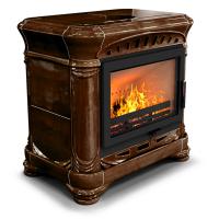 КимрПечь Камин с изразцами Модерн центральный Каштан (топка: Ладья-700)