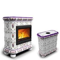 КимрПечь Изразцовый камин Медальон центральный Ирисы (топка: Ладья-600) (топка: Ладья-600)