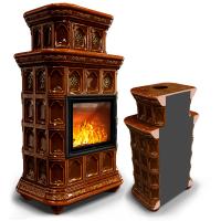 КимрПечь Керамическая печь Истра пристенный двухъярусный Каштан (комплектация: Облицовка для топки МЛ 700)