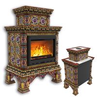 КимрПечь Изразцовая печь Кострома пристенный двухъярусный Декабрь (топка: Ладья-700) (топка: Ладья-700)