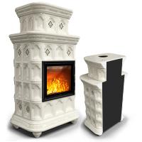 КимрПечь Керамическая печь Истра пристенный двухъярусный Ваниль (комплектация: Облицовка для топки МЛ 700)