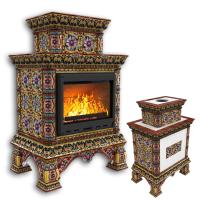 КимрПечь Изразцовая печь Кострома центральный двухъярусный Декабрь (топка: Ладья-600) (топка: Ладья-600)