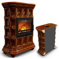 КимрПечь Истра пристенный Каштан (комплектация: Облицовка для топок Ладья-700, Erik-700)