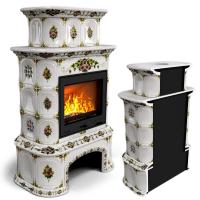 КимрПечь Прованс с дровником пристенный двухъярусный Лето (топка: Ладья-600)