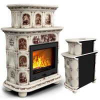 КимрПечь Прованс пристенный двухъярусный Звери (топка: Ладья-600) (топка: Ладья-600)