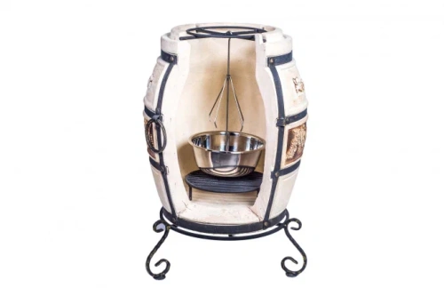 Елочка для тандыра 6 шипов с миской из нержавеющей стали (крючок) D 18/22/26/28см.