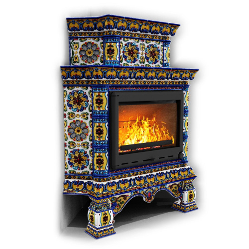 КимрПечь Изразцовая печь Кострома угловой двухъярусный Январь (топка: Ладья-600)