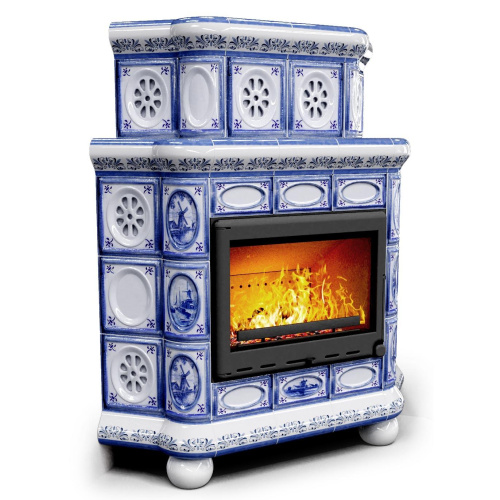 КимрПечь Изразцовый камин Медальон угловой двухъярусный Голландия (топка: Ладья-700)