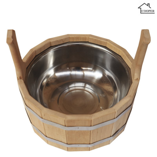 Шайка 7л Бондарь (Cooper) двуручная с нержавеющей вставкой ольха ШДН-7