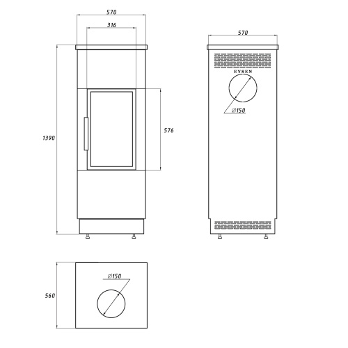 Печь камин Eysen Tabaco Grey (песчаник)
