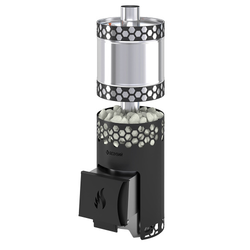 Печь для бани Везувий "Чёрная Пчёлка" с баком Нержавеющая сталь (Inox)