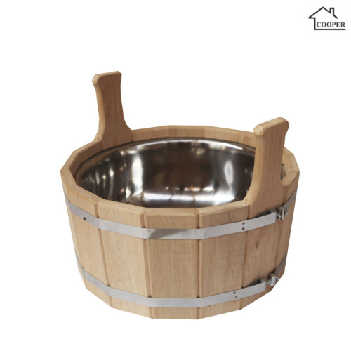 Шайка 7л Бондарь (Cooper) двуручная с нержавеющей вставкой ольха ШДН-7