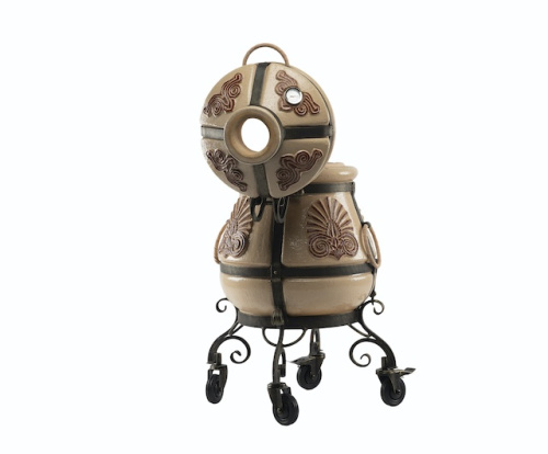 Тандыр ЭКО Греческий с откидной крышкой и откидным поддувалом на колесах