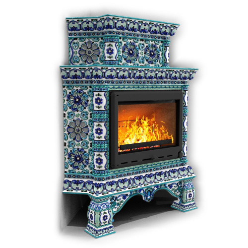 КимрПечь Изразцовая печь Кострома угловой двухъярусный Февраль (топка: Ладья-700)