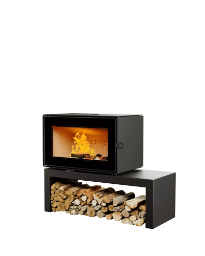 Печь-камин АСТОВ ASTOV КУБ 800 на подиуме